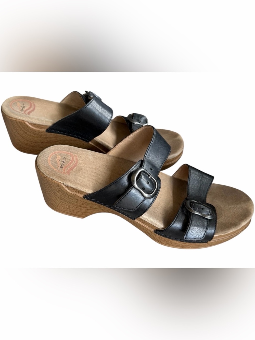 DANSKO Sophie Black Full Grain Leather Sandals Slip On EUR 41 / US 10.5-11